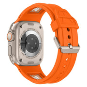 For Apple Watch Series 6 44mm Breathable Stainless Steel Mesh TPU Watch Band(Orange Titanium)