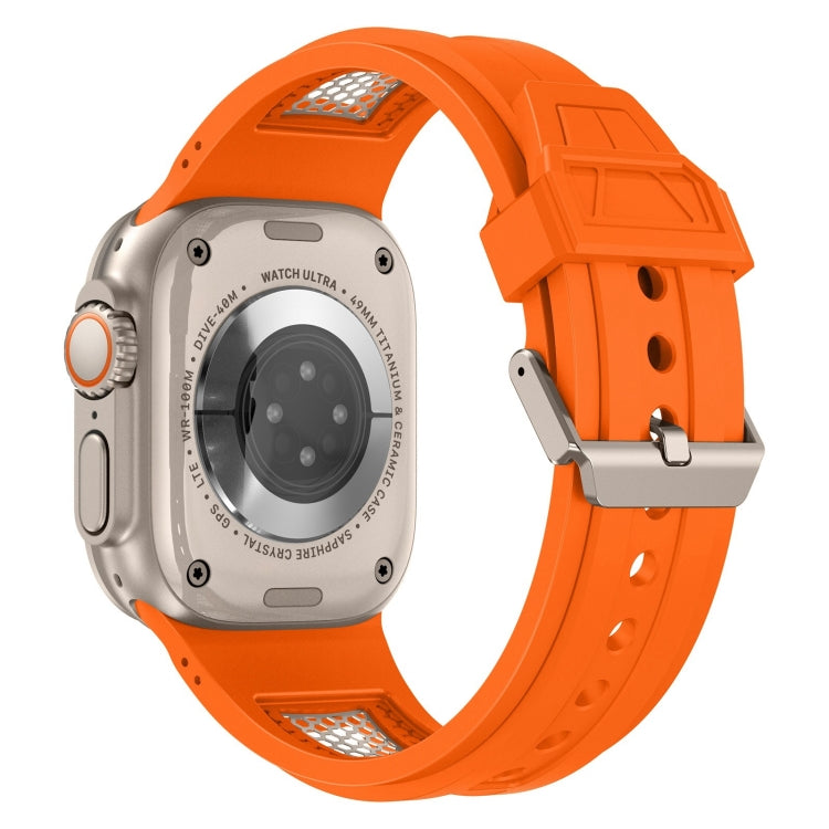 For Apple Watch Series 5 44mm Breathable Stainless Steel Mesh TPU Watch Band(Orange Titanium)
