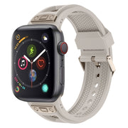 For  Apple Watch Series 4 44mm Breathable Stainless Steel Mesh TPU Watch Band(Starlight Titanium)