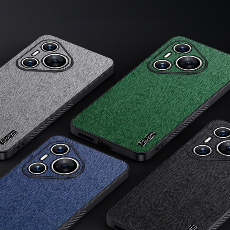 For Huawei Pura 70 Tree Bark Leather Shockproof Phone Case(Black)