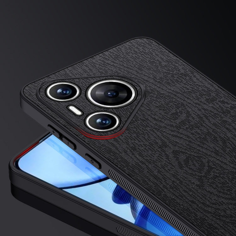 For Huawei Pura 70 Tree Bark Leather Shockproof Phone Case(Black)