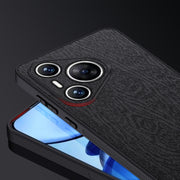 For Huawei Pura 70 Tree Bark Leather Shockproof Phone Case(Black)