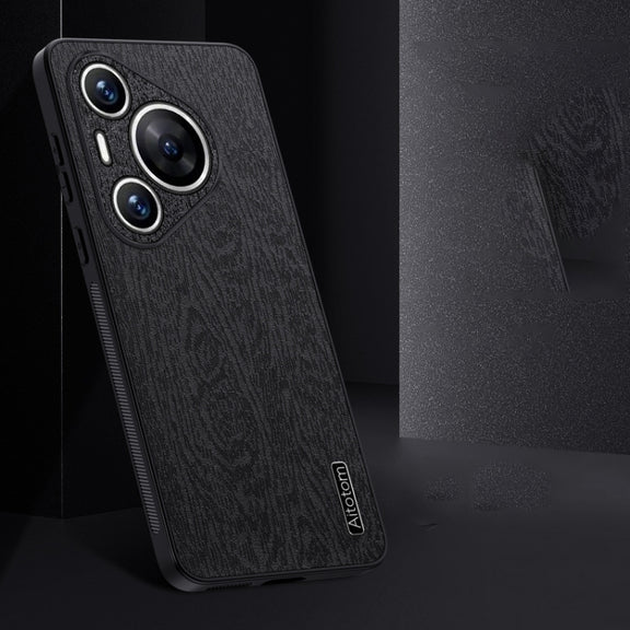 For Huawei Pura 70 Pro Tree Bark Leather Shockproof Phone Case(Grey)