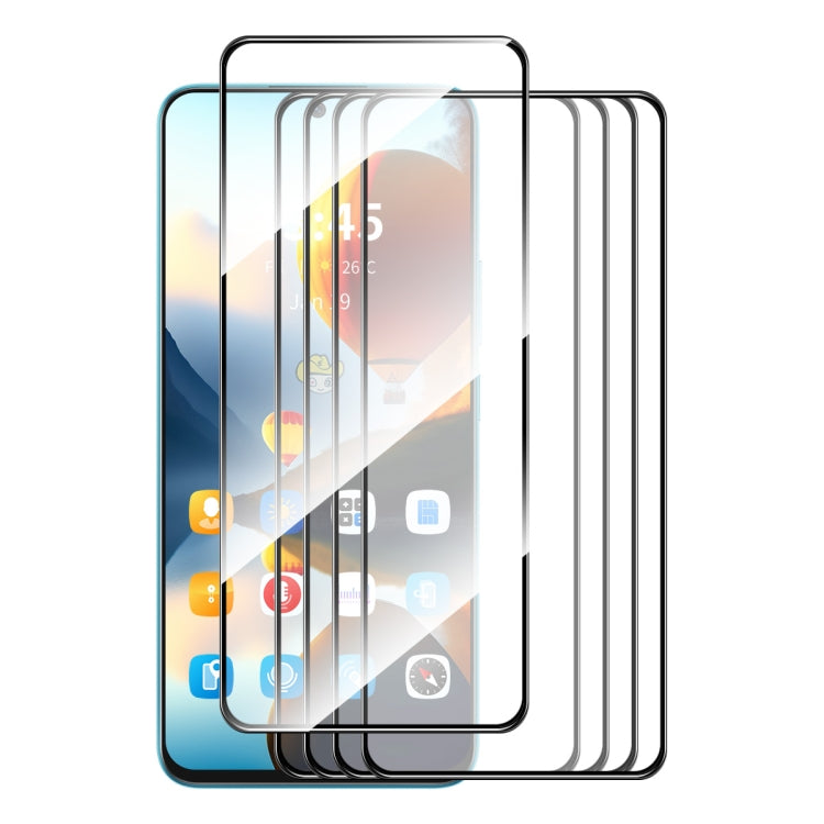 For Tecno Spark 20C 5pcs ENKAY Full Glue High Aluminum-silicon Tempered Glass Film