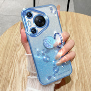 For Huawei Pura 70 Gradient Glitter Immortal Flower Ring All-inclusive Phone Case(Pink)