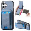 For iPhone 16 Carbon Fiber Vertical Flip Wallet Stand Phone Case(Blue) - iPhone 16 Cases by PMC TechLife | Online Shopping South Africa | PMC TechLife | Buy Now Pay Later Mobicred