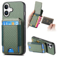 For iPhone 16 Carbon Fiber Vertical Flip Wallet Stand Phone Case(Green) - iPhone 16 Cases by PMC TechLife | Online Shopping South Africa | PMC TechLife | Buy Now Pay Later Mobicred