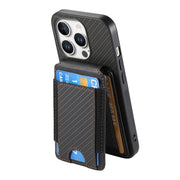 For iPhone 16 Pro Carbon Fiber Vertical Flip Wallet Stand Phone Case(Black)