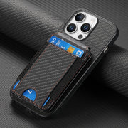 For iPhone 16 Pro Max Carbon Fiber Vertical Flip Wallet Stand Phone Case(Black)