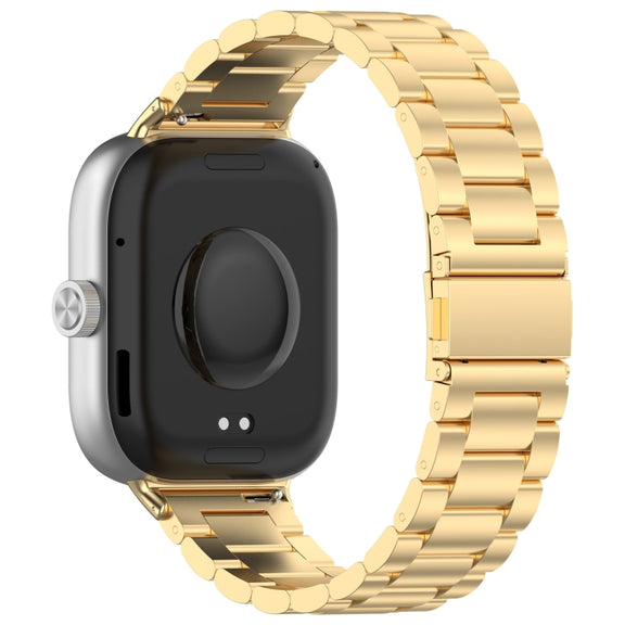For Redmi Watch 4 Three Bead Stainless Steel Metal Watch Band(Gold)