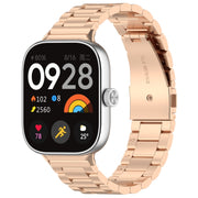 For Redmi Watch 4 / Watch 5 Three Bead Stainless Steel Metal Watch Band(Rose Gold)