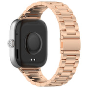 For Redmi Watch 4 / Watch 5 Three Bead Stainless Steel Metal Watch Band(Rose Gold)