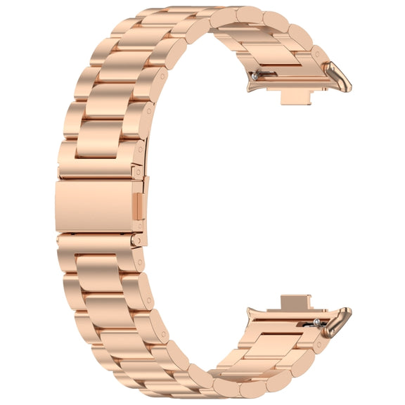 For Redmi Watch 4 / Watch 5 Three Bead Stainless Steel Metal Watch Band(Rose Gold)