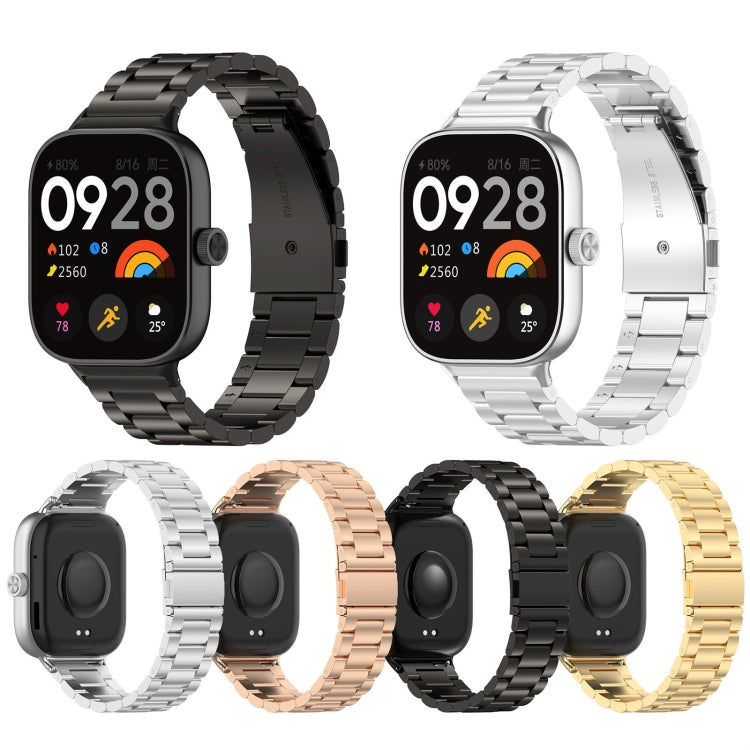 For Redmi Watch 4 / Watch 5 Three Bead Stainless Steel Metal Watch Band(Black)