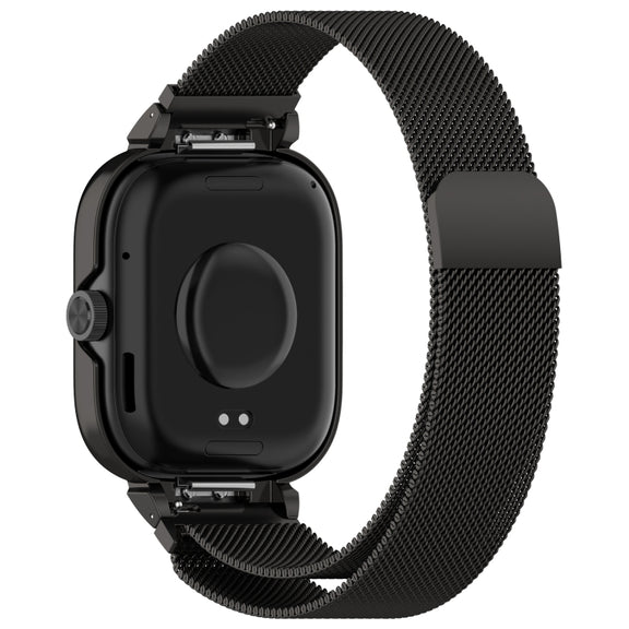 For CMF Watch Pro D395 Metal Frame + Milanese Integrated Magnetic Watch Band(Black)