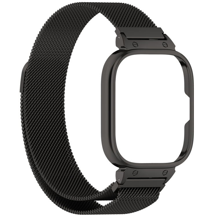 For CMF Watch Pro D395 Metal Frame + Milanese Integrated Magnetic Watch Band(Black)