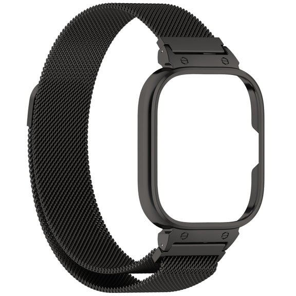 For CMF Watch Pro D395 Metal Frame + Milanese Integrated Magnetic Watch Band(Black)