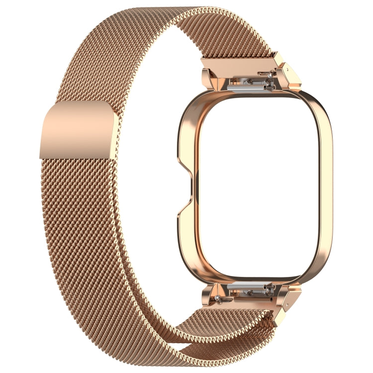 For CMF Watch Pro D395 Metal Frame + Milanese Integrated Magnetic Watch Band(Rose Gold)