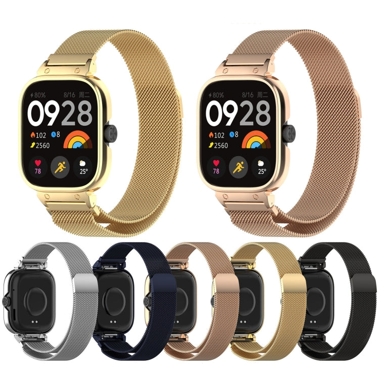 For CMF Watch Pro D395 Metal Frame + Milanese Integrated Magnetic Watch Band(Rose Gold)