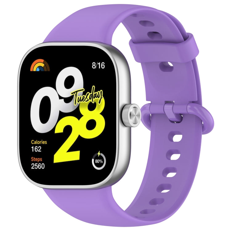 For Redmi Watch 4 Solid Color Colorful Buckle Silicone Watch Band(Purple)