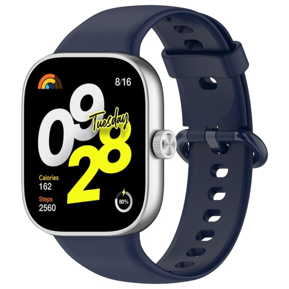 For Redmi Watch 4 Solid Color Colorful Buckle Silicone Watch Band(Dark Blue)