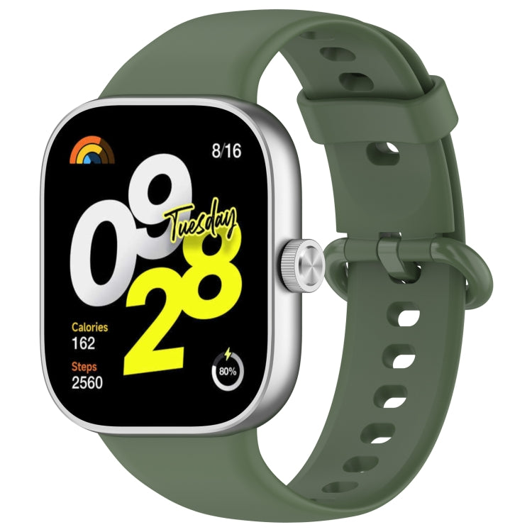 For Redmi Watch 4 Solid Color Colorful Buckle Silicone Watch Band(Dark Green)
