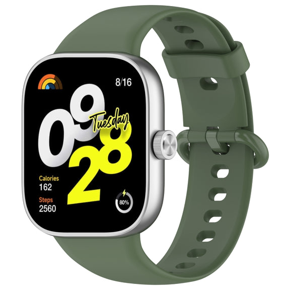 For Redmi Watch 4 Solid Color Colorful Buckle Silicone Watch Band(Dark Green)