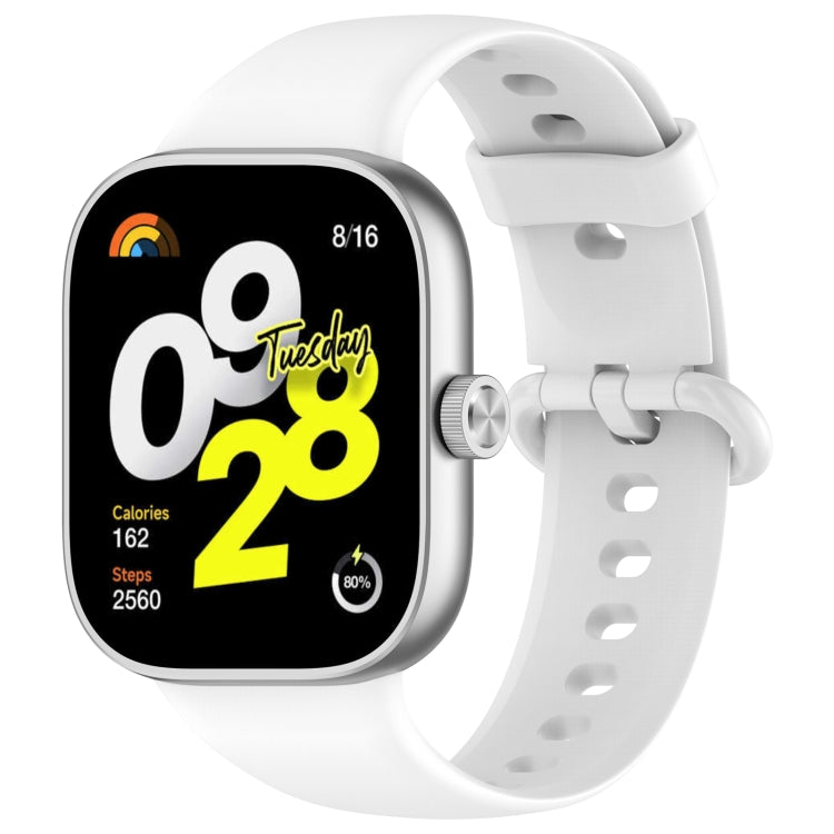 For Redmi Watch 4 Solid Color Colorful Buckle Silicone Watch Band(White)