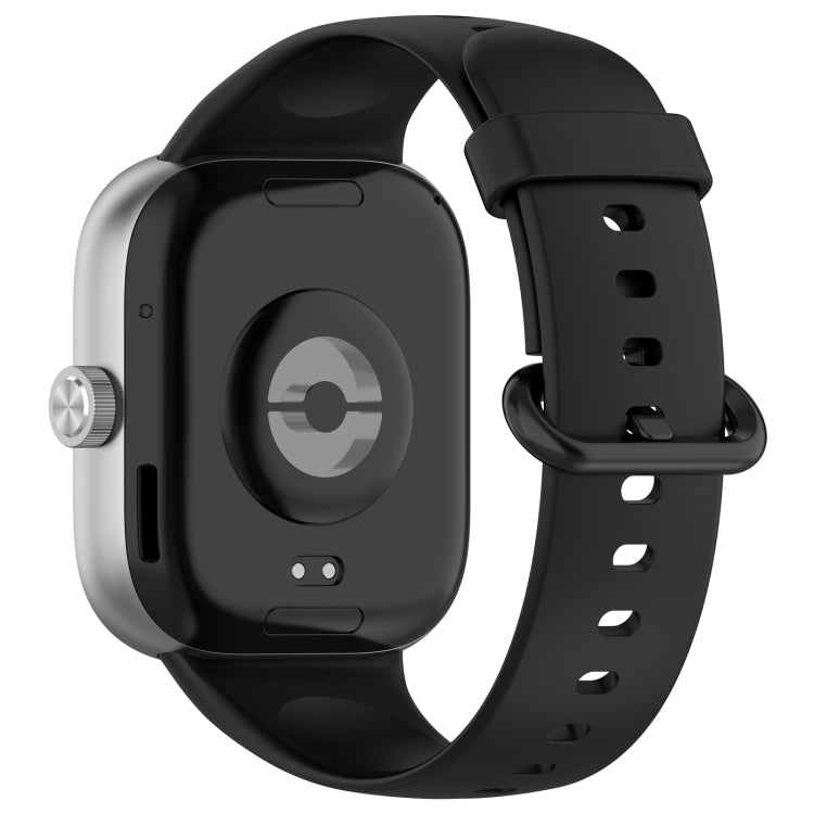 For Redmi Watch 4 Solid Color Colorful Buckle Silicone Watch Band(Black)