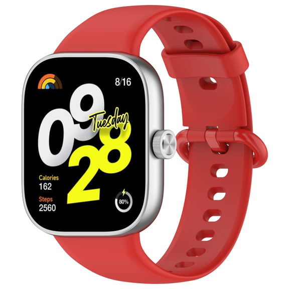 For Xiaomi  Mi Band 8 Pro Solid Color Colorful Buckle Silicone Watch Band(Red)