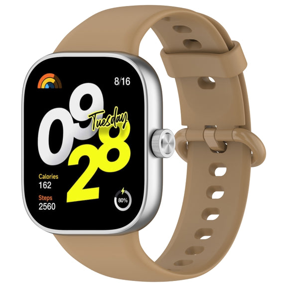 For Xiaomi Smart Band 9 Pro / 8 Pro Solid Color Colorful Buckle Silicone Watch Band(Coffee)