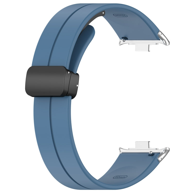 For Redmi Watch 4 Groove Folding Magnetic Buckle Silicone Watch Band(Blue)