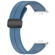For Redmi Watch 4 Groove Folding Magnetic Buckle Silicone Watch Band(Blue)