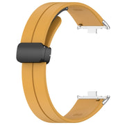 For Redmi Watch 4 Groove Folding Magnetic Buckle Silicone Watch Band(Yellow)