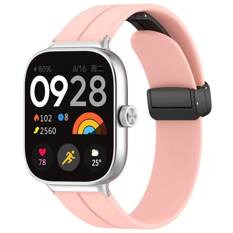 For Redmi Watch 4 / Watch 5 Groove Folding Magnetic Buckle Silicone Watch Band(Pink)