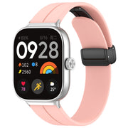 For Redmi Watch 4 / Watch 5 Groove Folding Magnetic Buckle Silicone Watch Band(Pink)