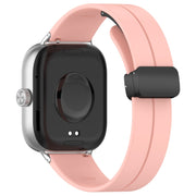 For Redmi Watch 4 / Watch 5 Groove Folding Magnetic Buckle Silicone Watch Band(Pink)