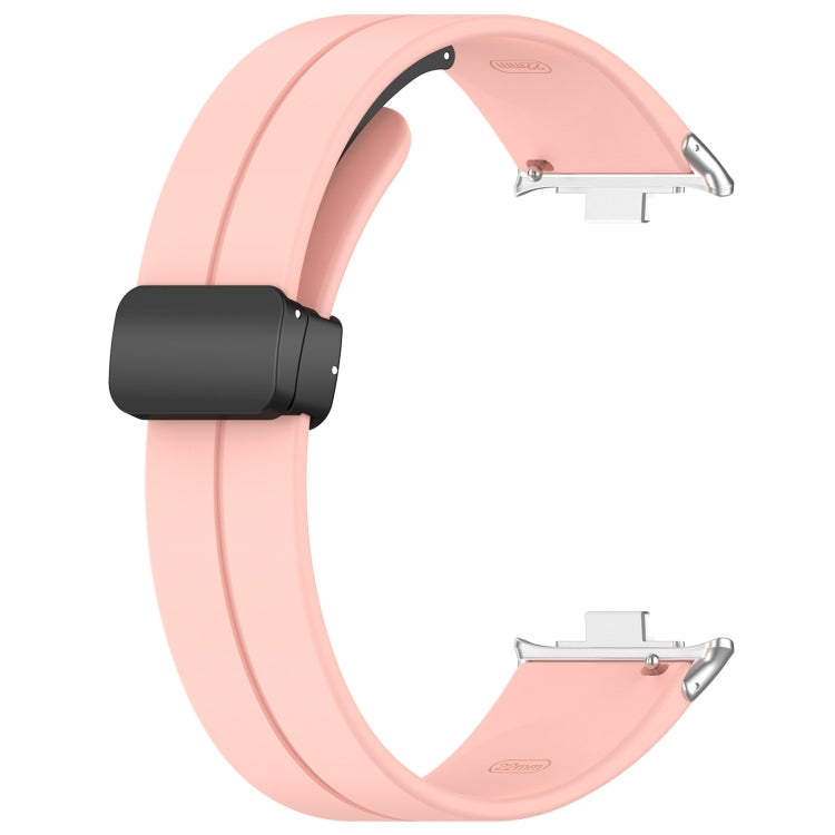 For Redmi Watch 4 / Watch 5 Groove Folding Magnetic Buckle Silicone Watch Band(Pink)