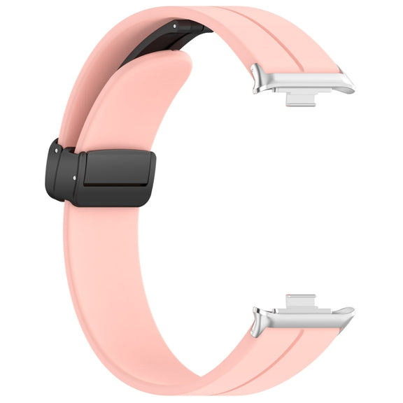 For Redmi Watch 4 / Watch 5 Groove Folding Magnetic Buckle Silicone Watch Band(Pink)