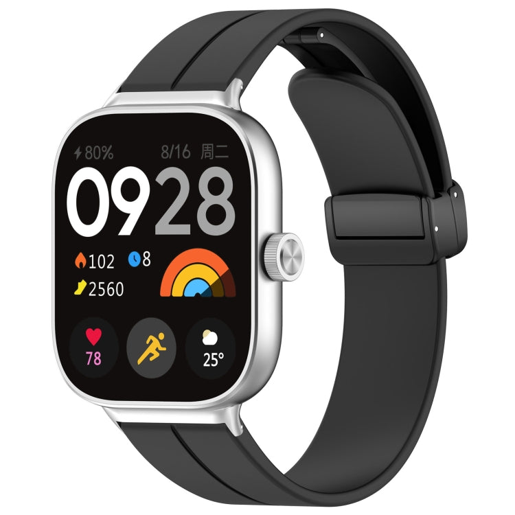For Redmi Watch 4 / Watch 5 Groove Folding Magnetic Buckle Silicone Watch Band(Black)