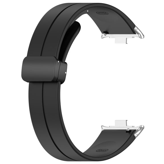 For Redmi Watch 4 / Watch 5 Groove Folding Magnetic Buckle Silicone Watch Band(Black)