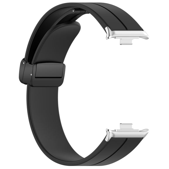 For Redmi Watch 4 / Watch 5 Groove Folding Magnetic Buckle Silicone Watch Band(Black)