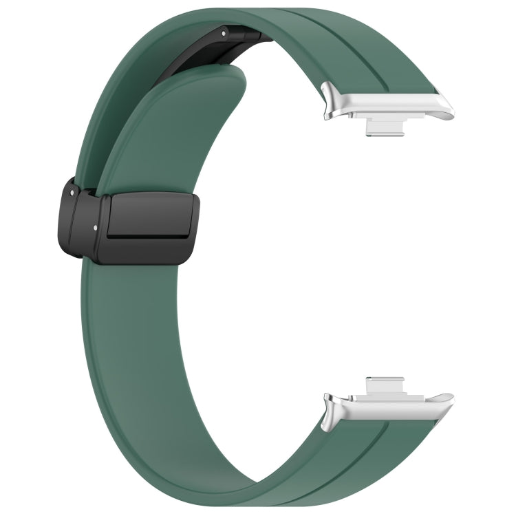 For Redmi Watch 4 Groove Folding Magnetic Buckle Silicone Watch Band(Dark Green)