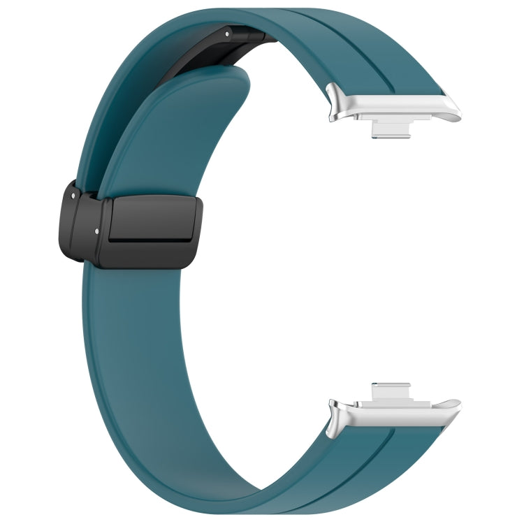 For Redmi Watch 4 Groove Folding Magnetic Buckle Silicone Watch Band(Cyan)