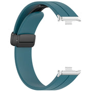 For Redmi Watch 4 Groove Folding Magnetic Buckle Silicone Watch Band(Cyan)