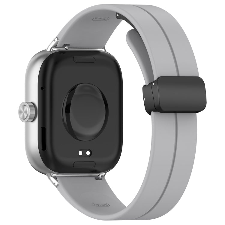 For Redmi Watch 4 Groove Folding Magnetic Buckle Silicone Watch Band(Light Gray)