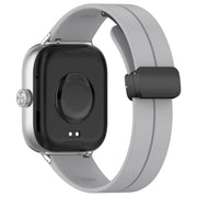 For Redmi Watch 4 Groove Folding Magnetic Buckle Silicone Watch Band(Light Gray)