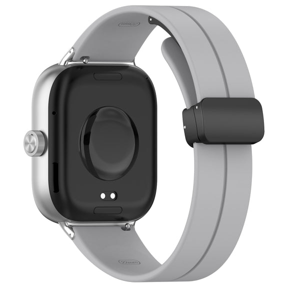 For Redmi Watch 4 Groove Folding Magnetic Buckle Silicone Watch Band(Light Gray)