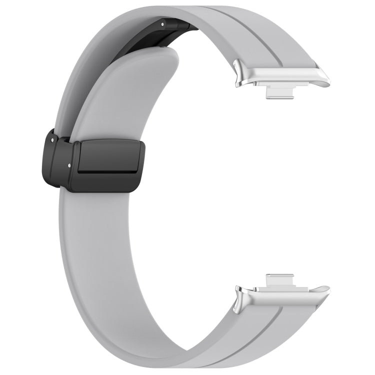 For Redmi Watch 4 Groove Folding Magnetic Buckle Silicone Watch Band(Light Gray)