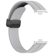For Redmi Watch 4 Groove Folding Magnetic Buckle Silicone Watch Band(Light Gray)